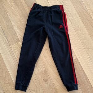 Adidas Kids black Joggers with Red Accents Sz 10/12 M